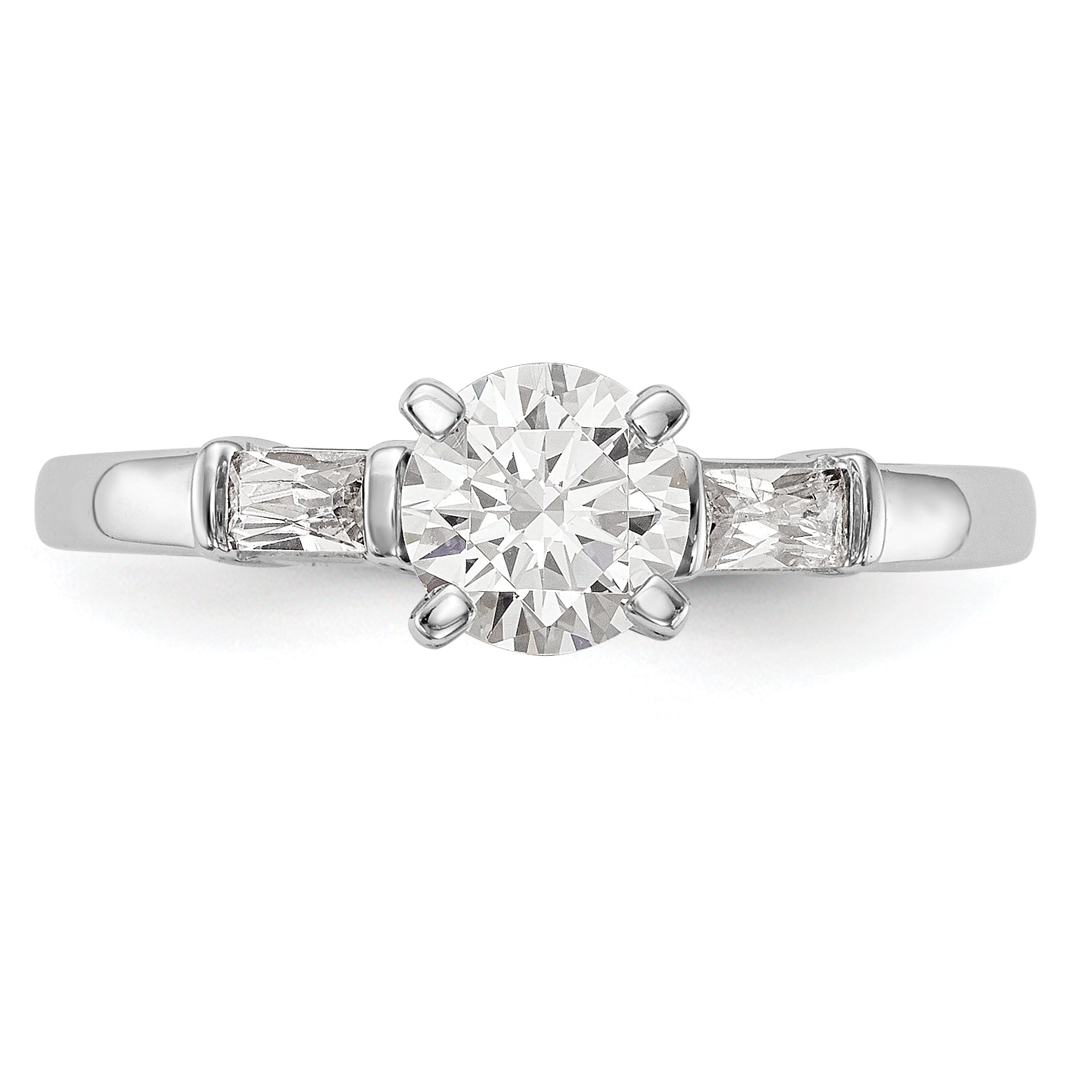 0.24ct. CZ Solid Real 14K White Gold Peg Set Engagement Ring