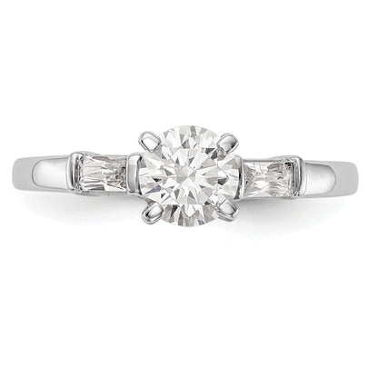 0.24ct. CZ Solid Real 14K White Gold Peg Set Engagement Ring