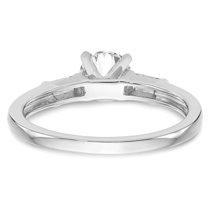 0.24ct. CZ Solid Real 14K White Gold Peg Set Engagement Ring