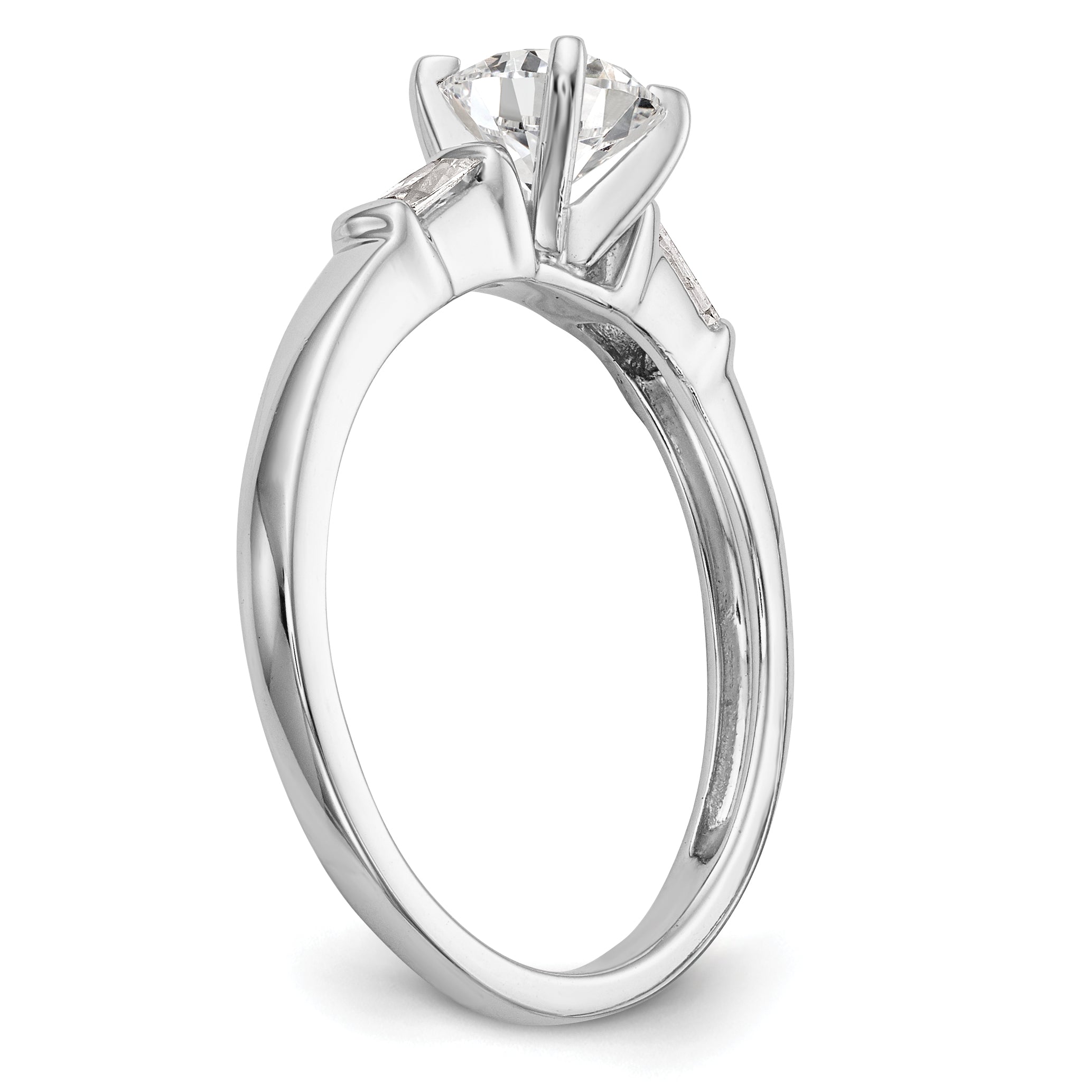 0.24ct. CZ Solid Real 14K White Gold Peg Set Engagement Ring