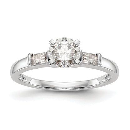 0.24ct. CZ Solid Real 14K White Gold Peg Set Engagement Ring