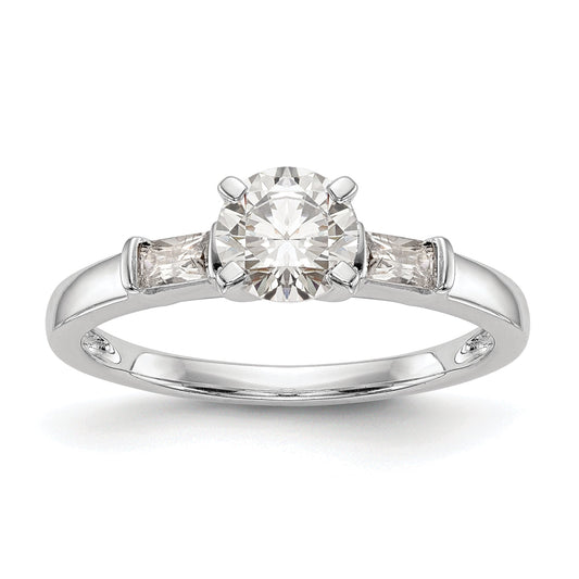 0.24ct. CZ Solid Real 14K White Gold Peg Set Engagement Ring