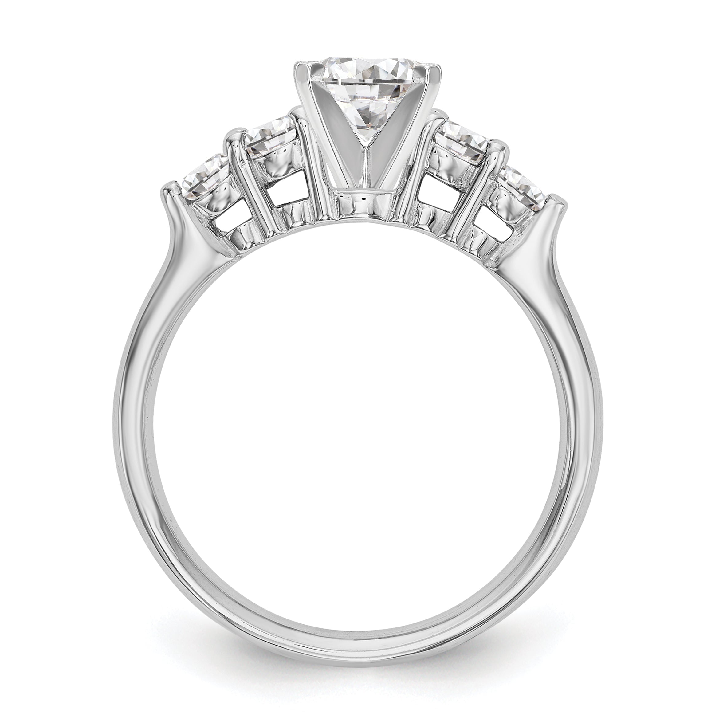 0.22ct. CZ Solid Real 14K White Gold Peg Set Engagement Ring