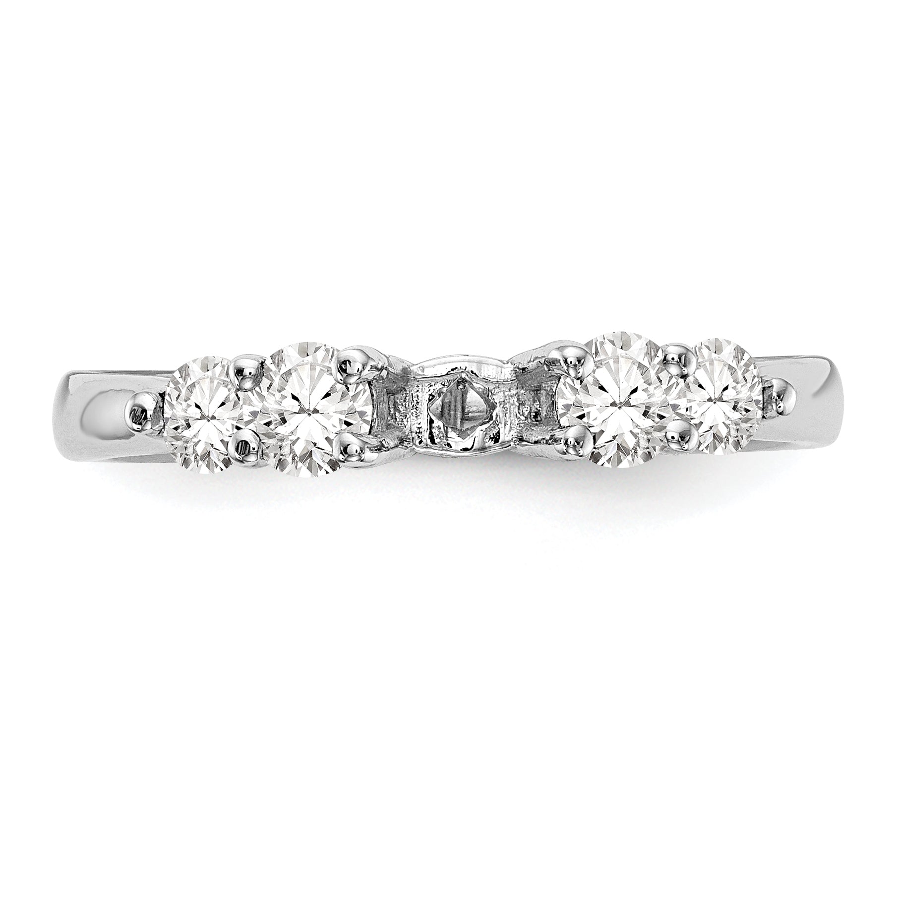 0.22ct. CZ Solid Real 14K White Gold Peg Set Engagement Ring