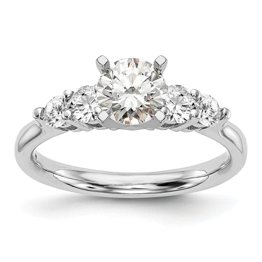 0.22ct. CZ Solid Real 14K White Gold Peg Set Engagement Ring