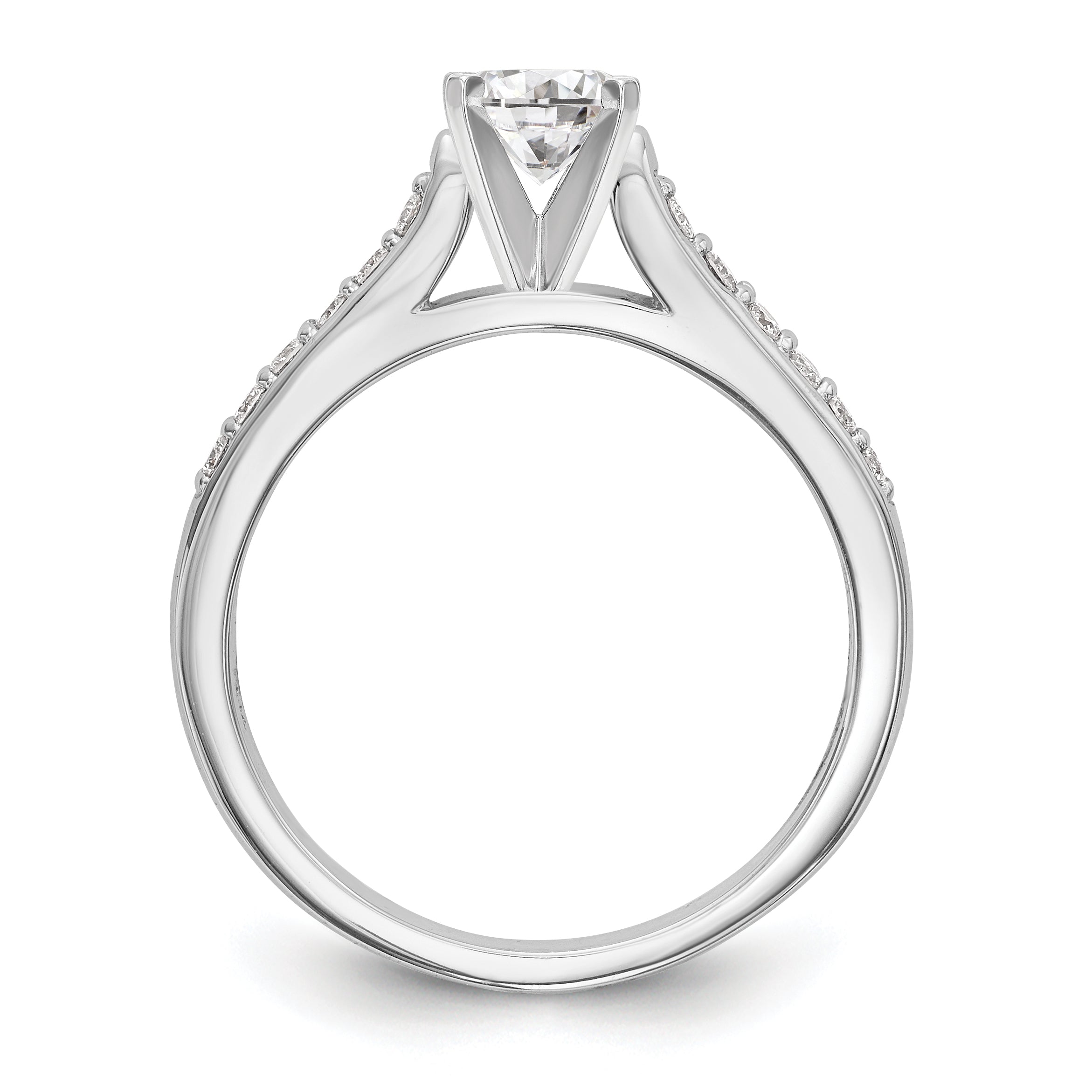 0.17ct. CZ Solid Real 14K White Gold Peg Set Engagement Ring