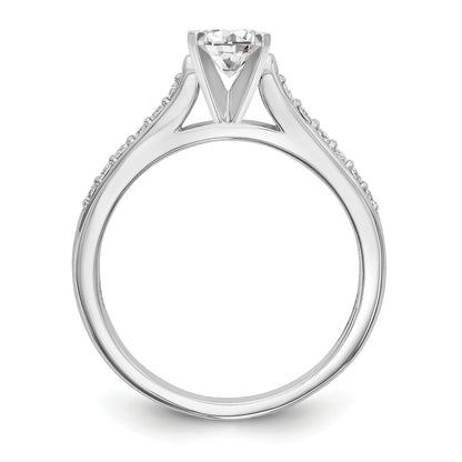 0.17ct. CZ Solid Real 14K White Gold Peg Set Engagement Ring