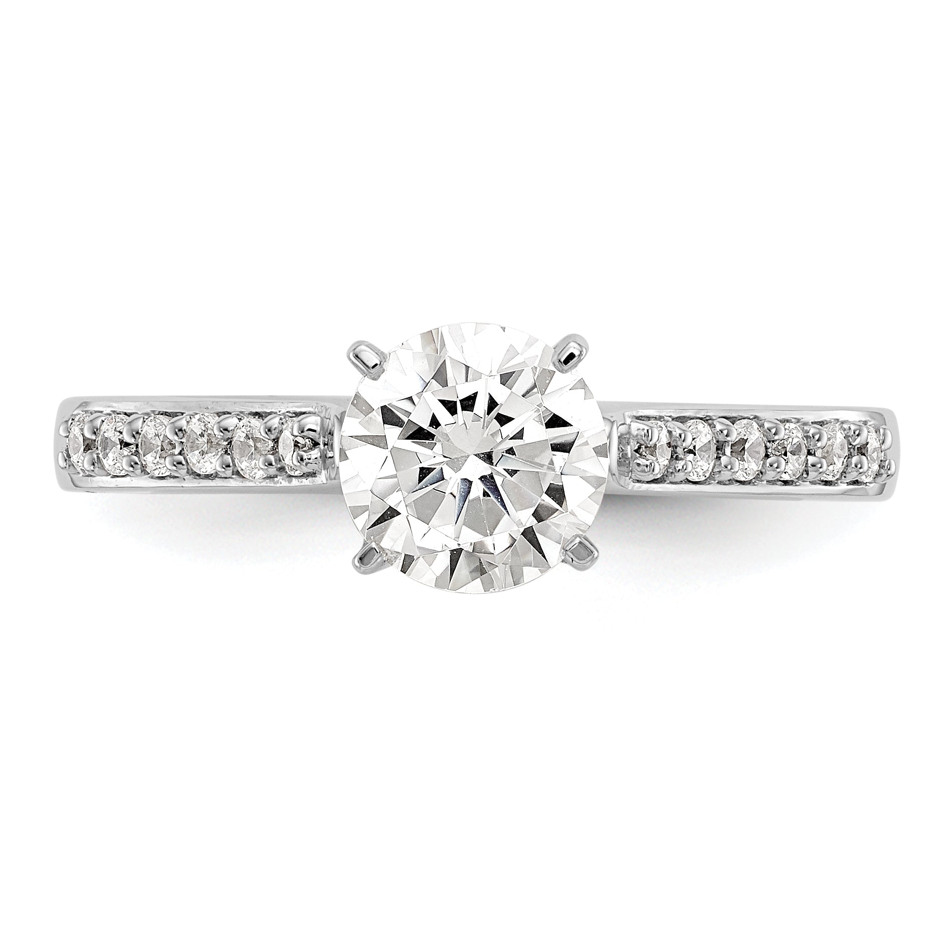 0.17ct. CZ Solid Real 14K White Gold Peg Set Engagement Ring