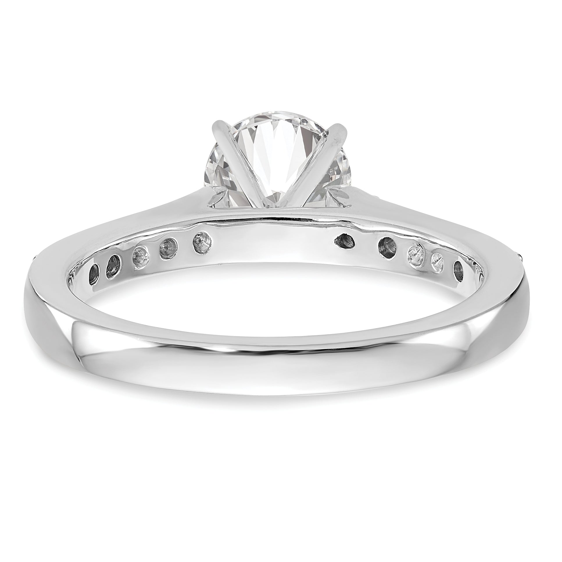 0.17ct. CZ Solid Real 14K White Gold Peg Set Engagement Ring