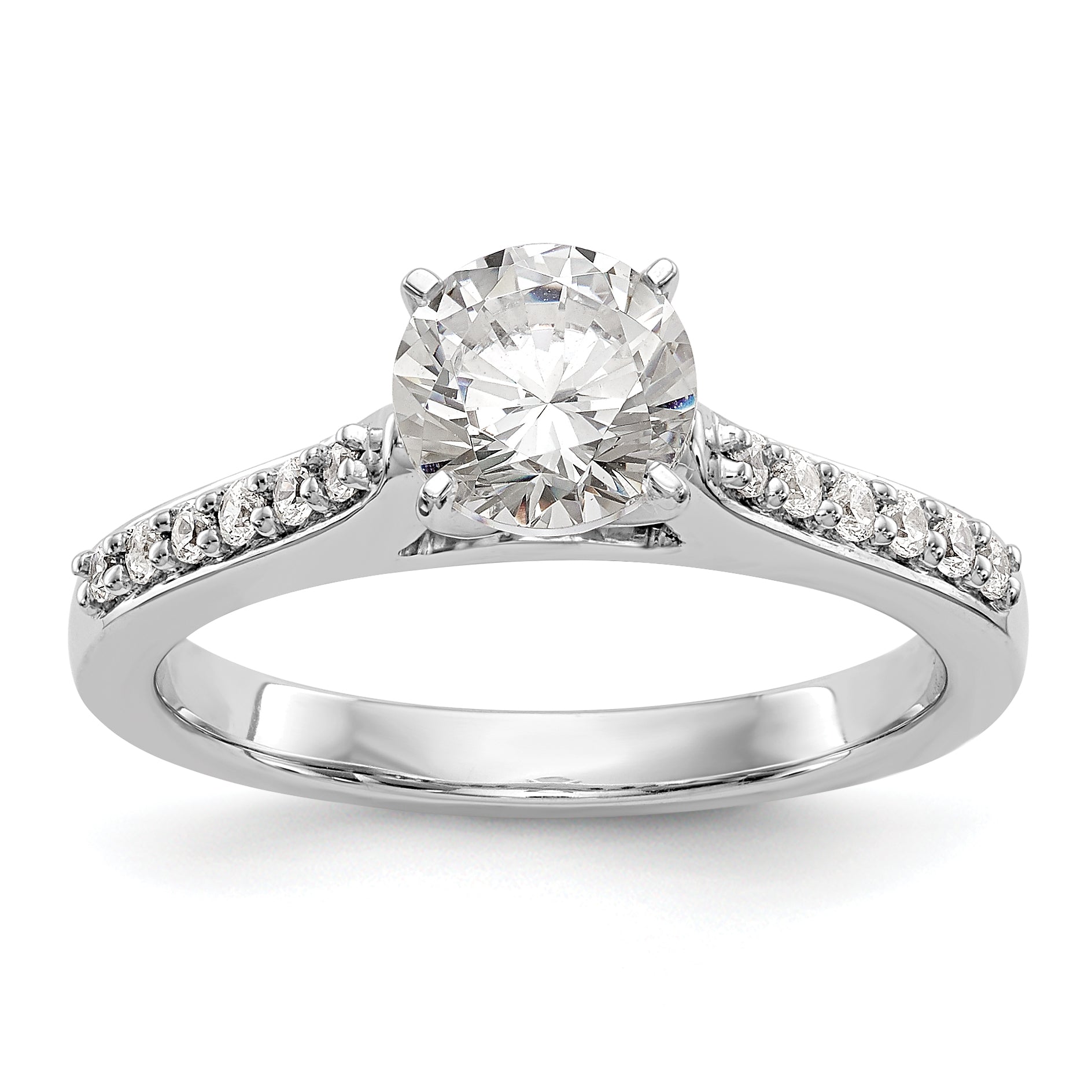 0.17ct. CZ Solid Real 14K White Gold Peg Set Engagement Ring