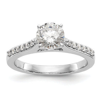 0.17ct. CZ Solid Real 14K White Gold Peg Set Engagement Ring