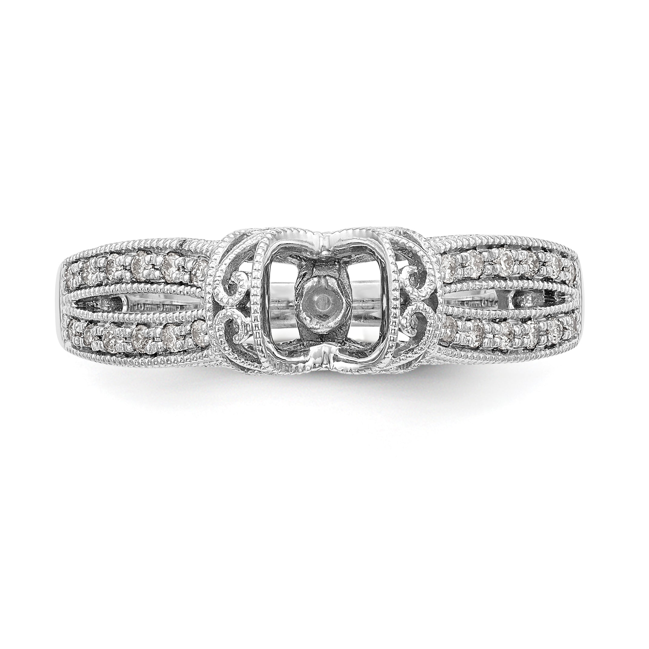 0.17ct. CZ Solid Real 14K White Gold Peg Set Engagement Ring