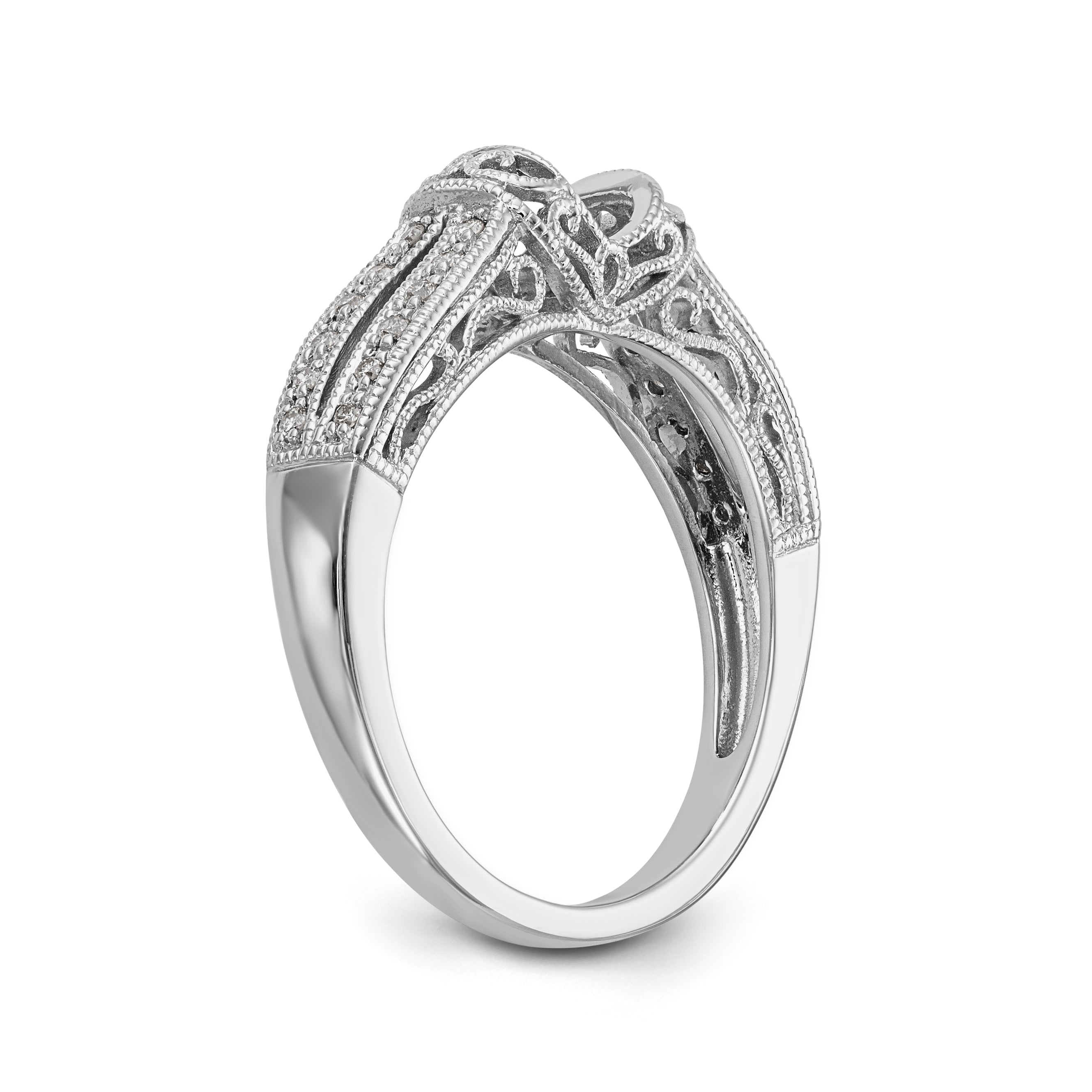 0.17ct. CZ Solid Real 14K White Gold Peg Set Engagement Ring