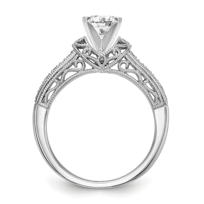 0.17ct. CZ Solid Real 14K White Gold Peg Set Engagement Ring