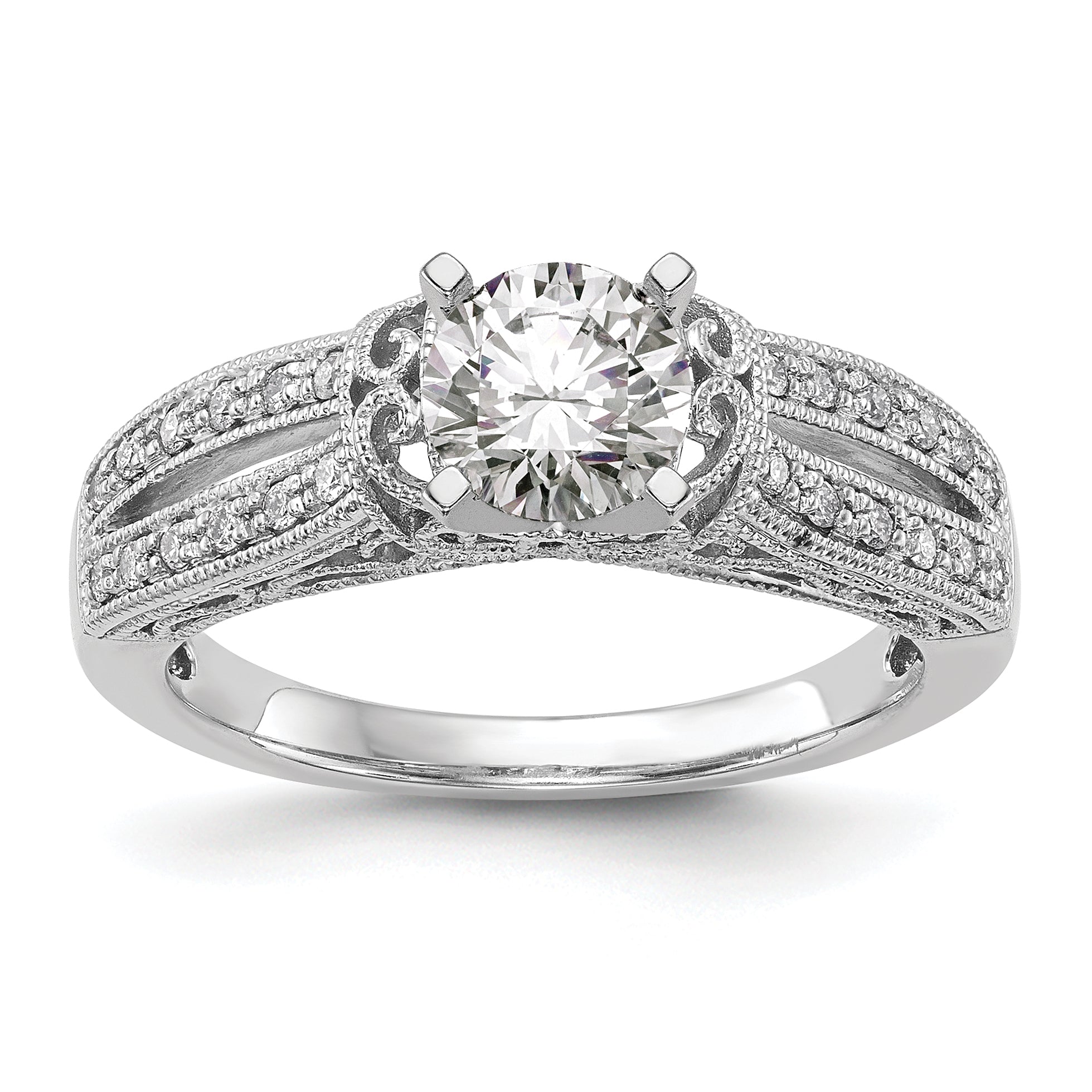 0.17ct. CZ Solid Real 14K White Gold Peg Set Engagement Ring