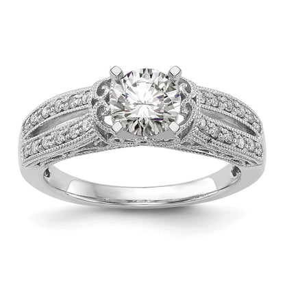 0.17ct. CZ Solid Real 14K White Gold Peg Set Engagement Ring