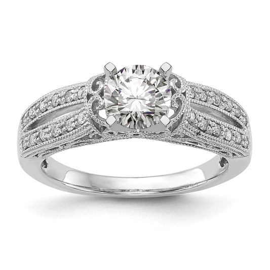 0.17ct. CZ Solid Real 14K White Gold Peg Set Engagement Ring