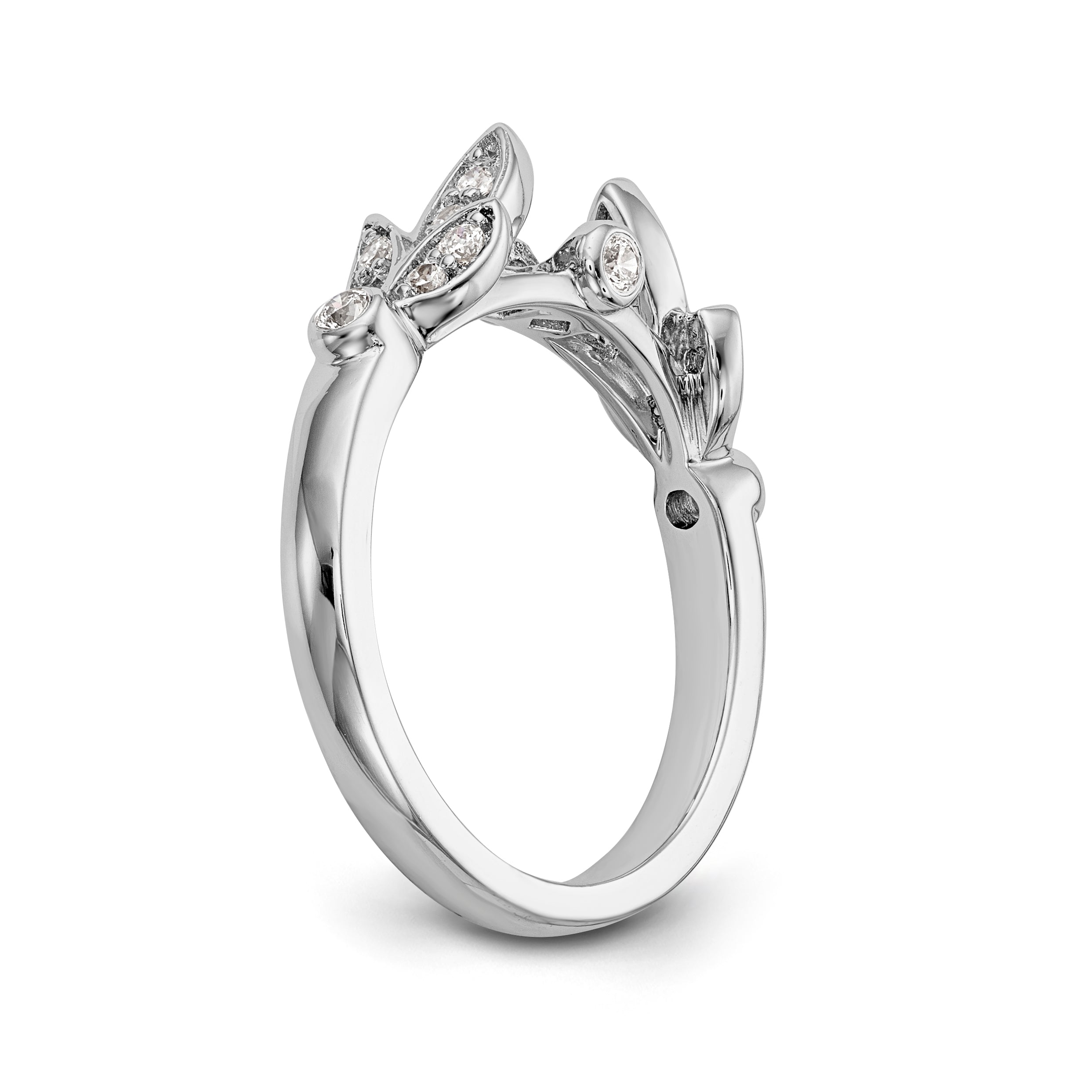 0.17ct. CZ Solid Real 14K White Gold Peg Set Engagement Ring