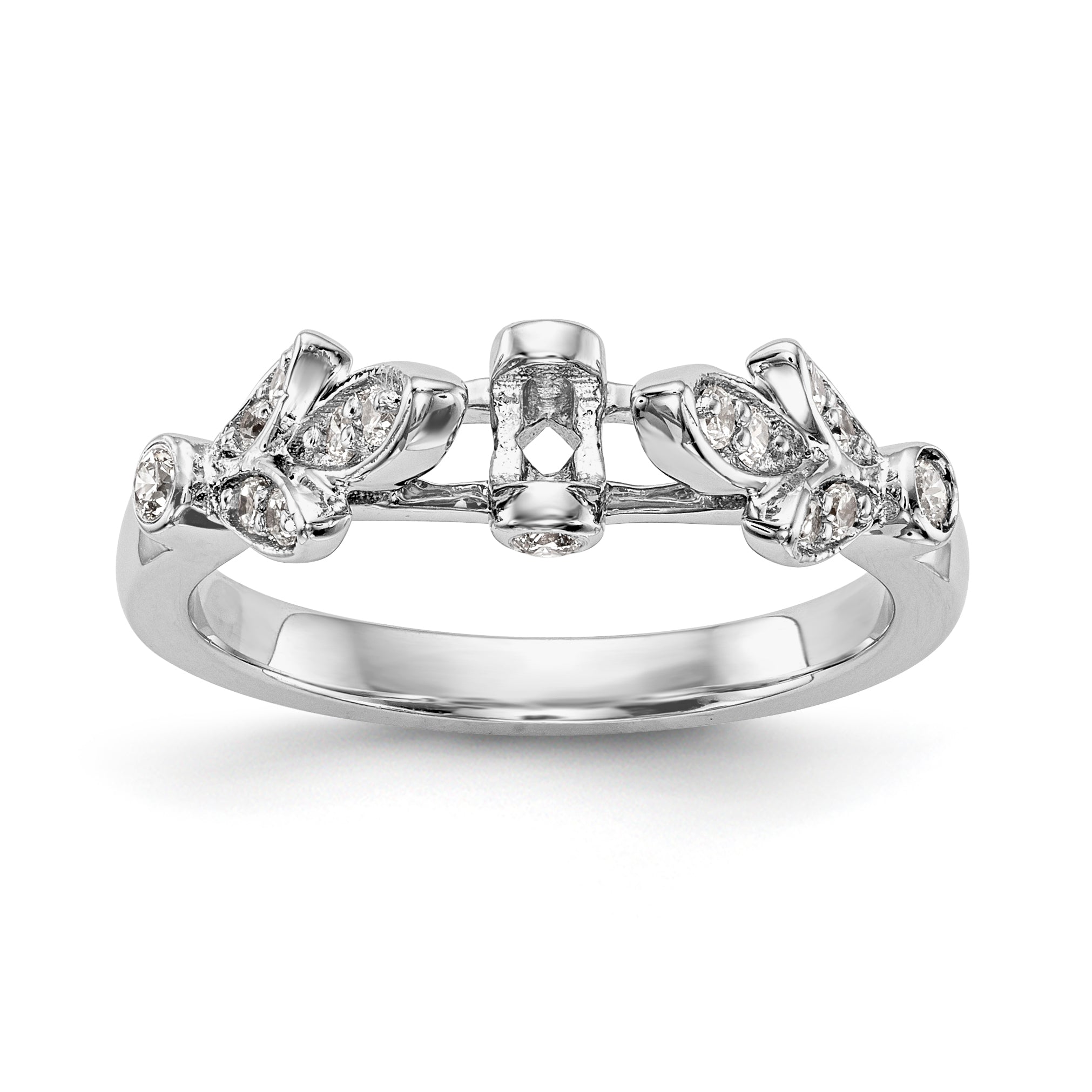 0.17ct. CZ Solid Real 14K White Gold Peg Set Engagement Ring