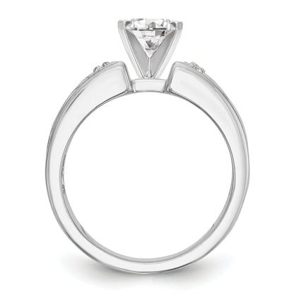 0.05ct. CZ Solid Real 14K White Gold Peg Set Engagement Ring