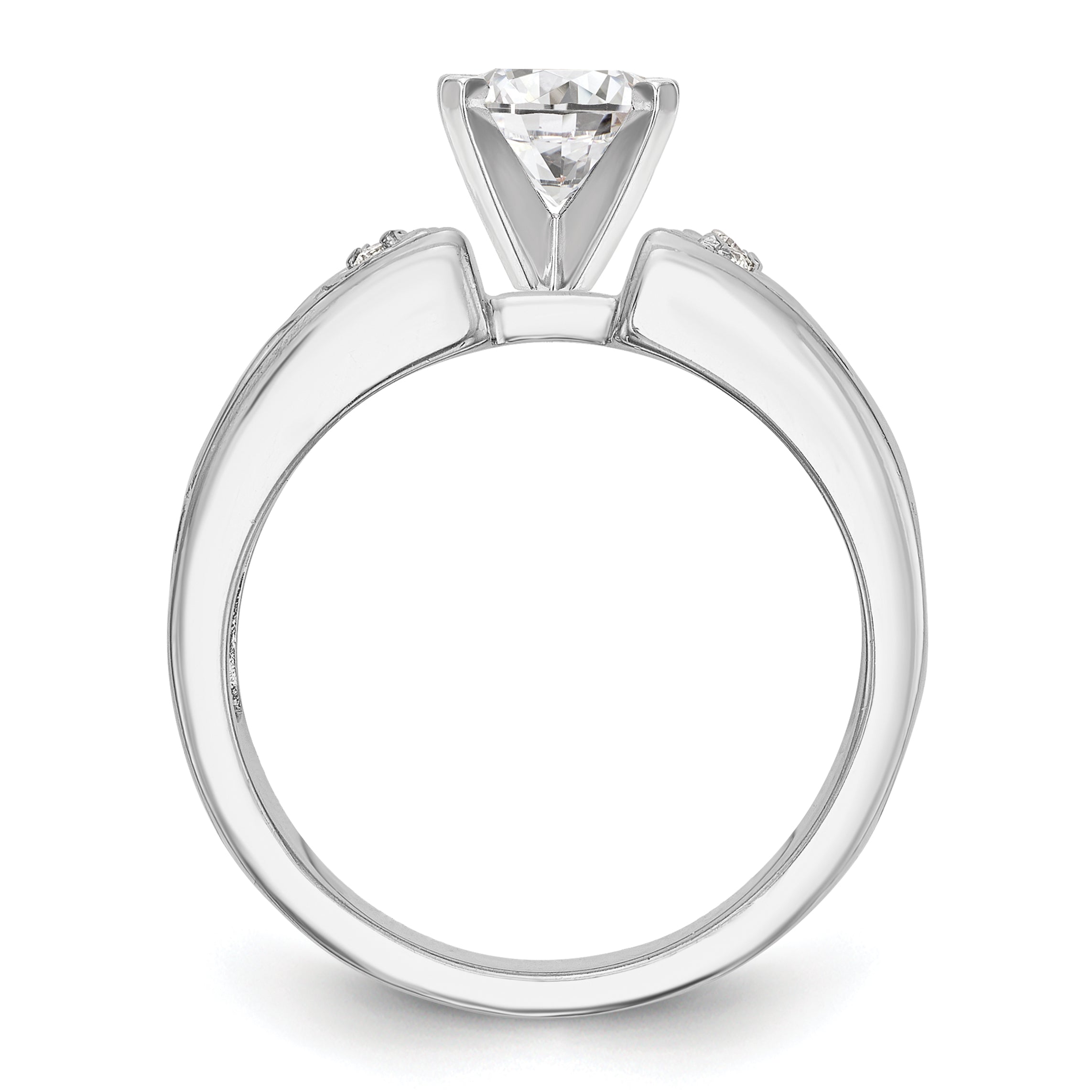 0.06ct. CZ Solid Real 14K White Gold Peg Set Engagement Ring