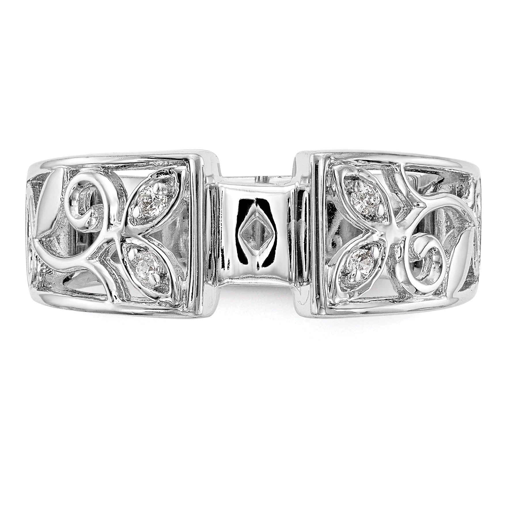 0.06ct. CZ Solid Real 14K White Gold Peg Set Engagement Ring