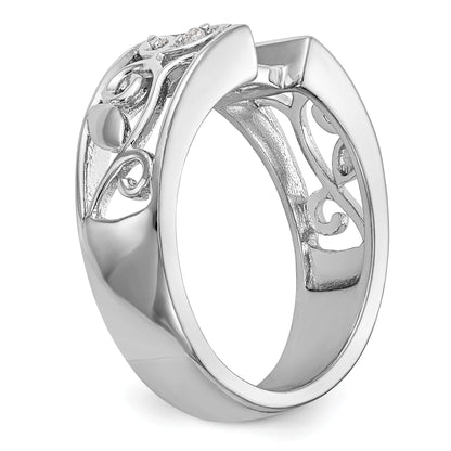 0.05ct. CZ Solid Real 14K White Gold Peg Set Engagement Ring