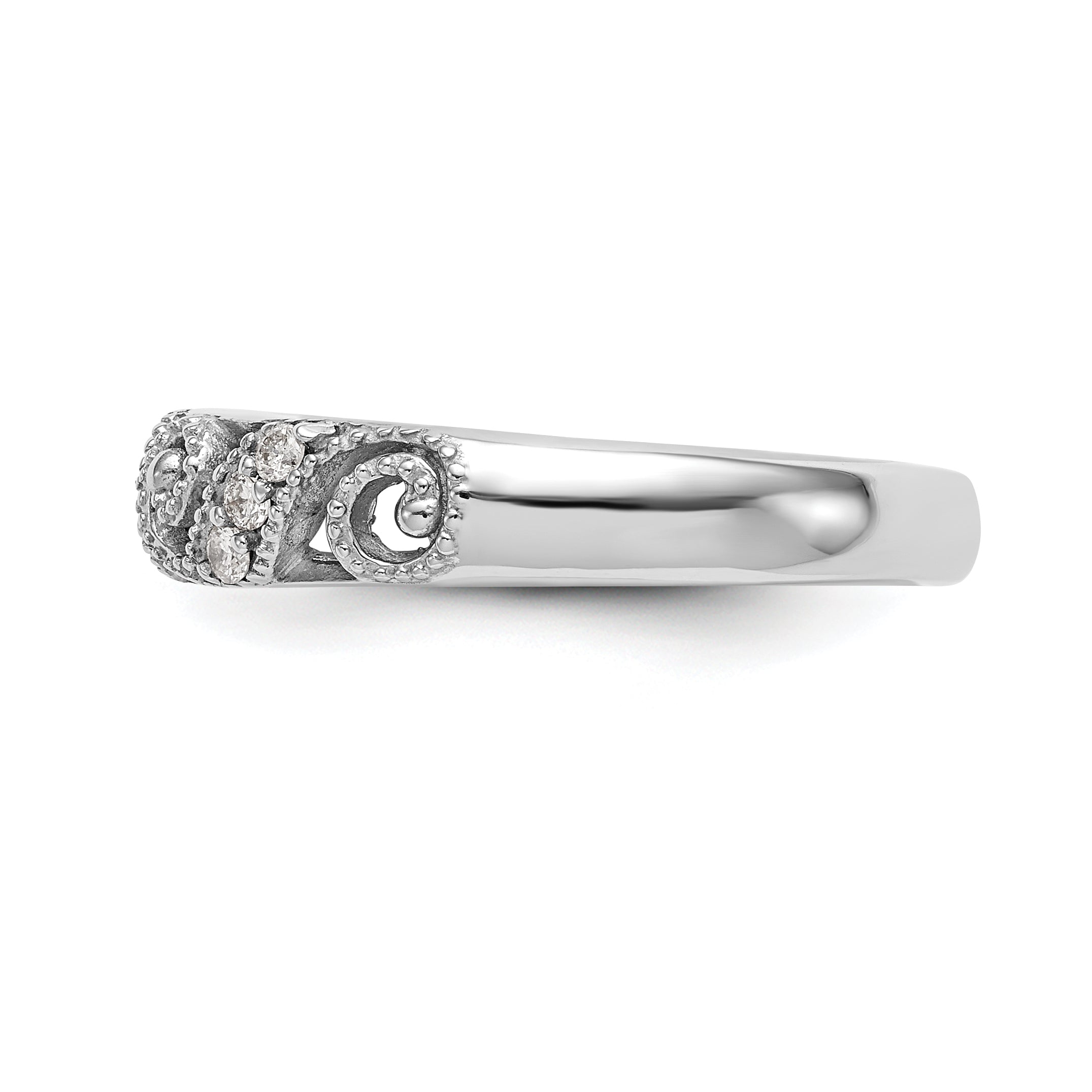 0.14ct. CZ Solid Real 14k White Gold Wedding Wedding Band Ring