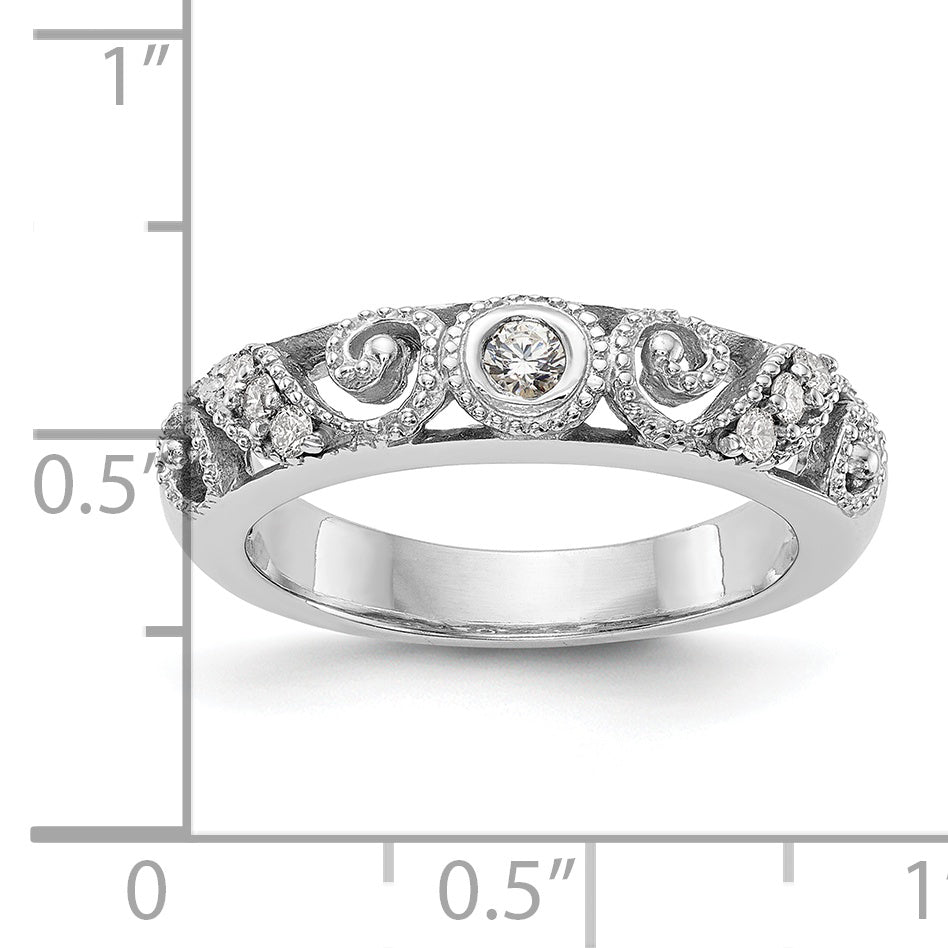 0.14ct. CZ Solid Real 14k White Gold Wedding Wedding Band Ring