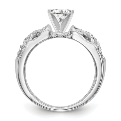 0.07ct. CZ Solid Real 14K White Gold Peg Set Engagement Ring