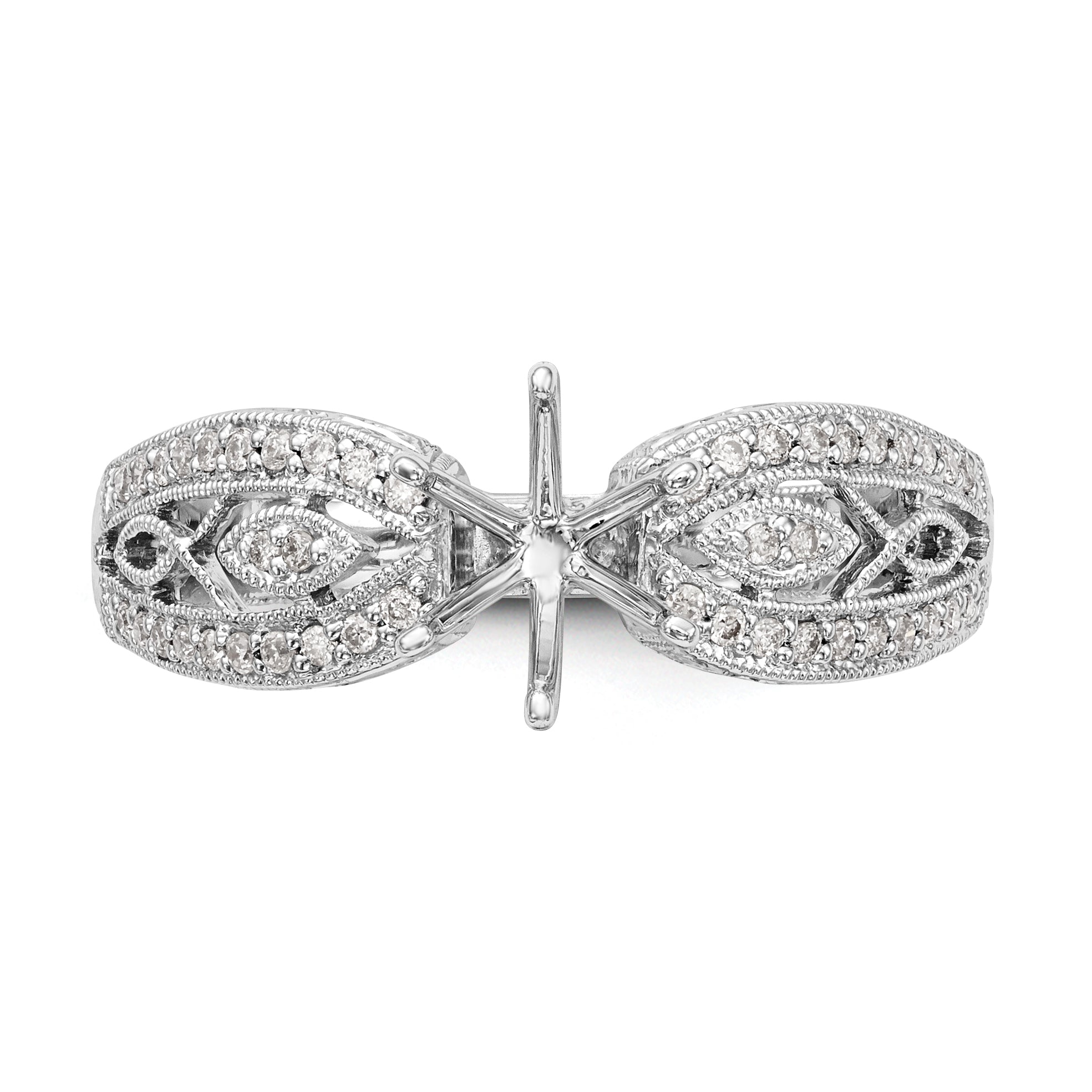 0.21ct. CZ Solid Real 14K White Gold Peg Set Engagement Ring