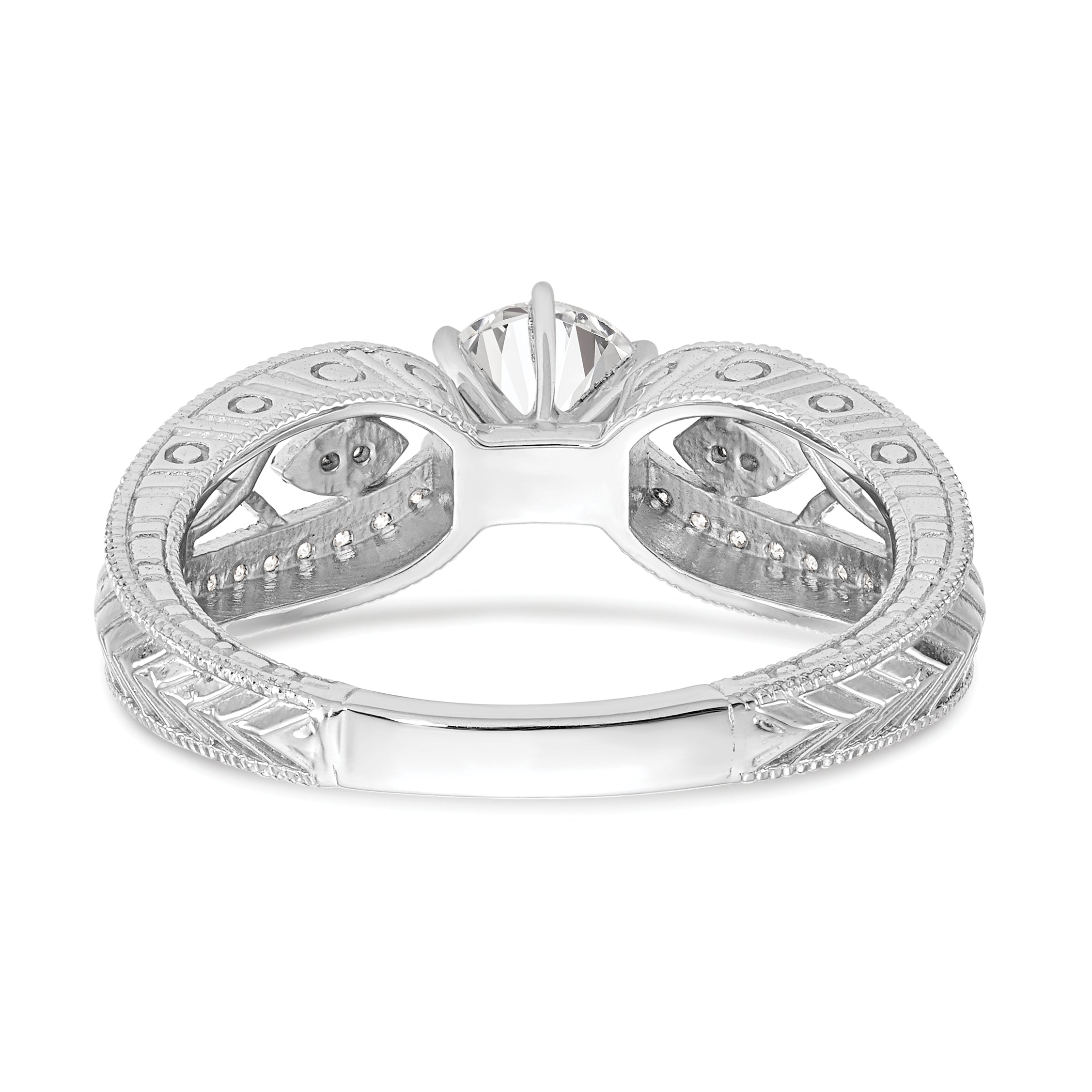 0.21ct. CZ Solid Real 14K White Gold Peg Set Engagement Ring