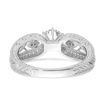 0.21ct. CZ Solid Real 14K White Gold Peg Set Engagement Ring