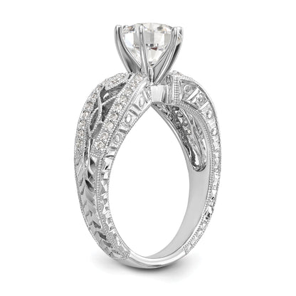 0.21ct. CZ Solid Real 14K White Gold Peg Set Engagement Ring