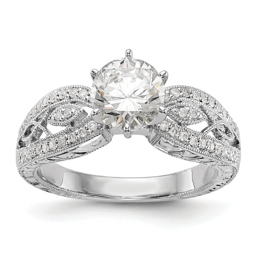 0.21ct. CZ Solid Real 14K White Gold Peg Set Engagement Ring