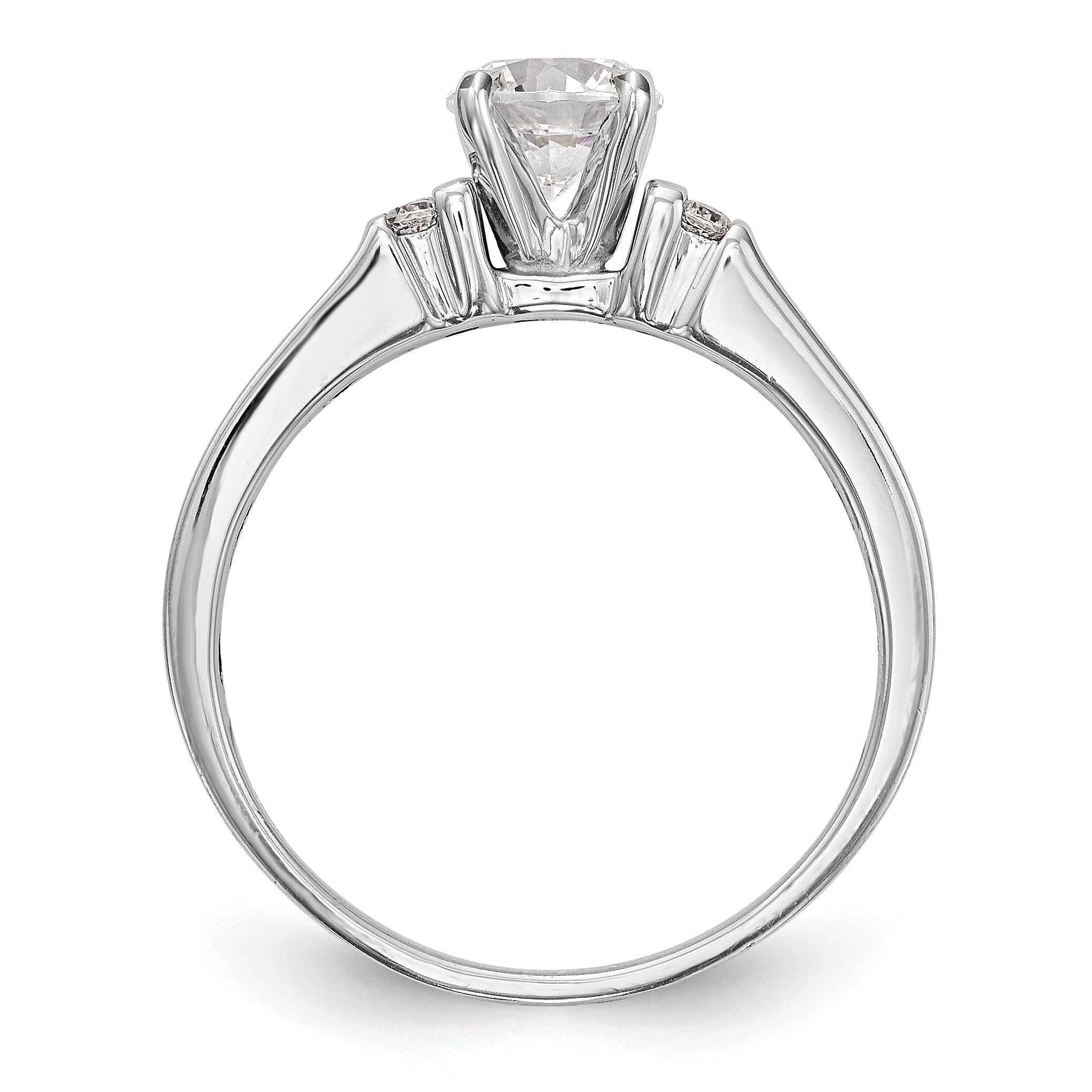 0.08ct. CZ Solid Real 14K White Gold Peg Set Semi Mount Engagement Ring