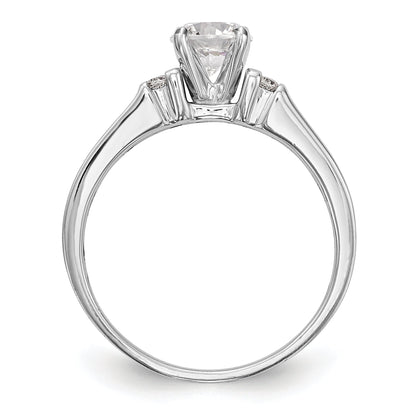 0.08ct. CZ Solid Real 14K White Gold Peg Set Semi Mount Engagement Ring