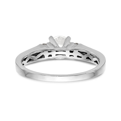 0.08ct. CZ Solid Real 14K White Gold Peg Set Semi Mount Engagement Ring