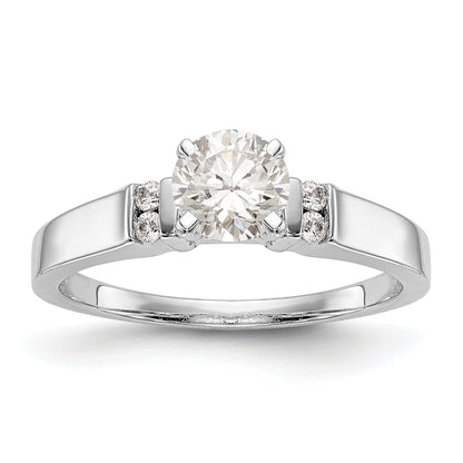0.08ct. CZ Solid Real 14K White Gold Peg Set Semi Mount Engagement Ring