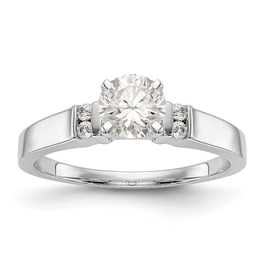 0.08ct. CZ Solid Real 14K White Gold Peg Set Semi Mount Engagement Ring