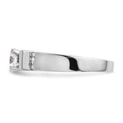 0.25ct. CZ Solid Real 14K White Gold Peg Set Engagement Ring