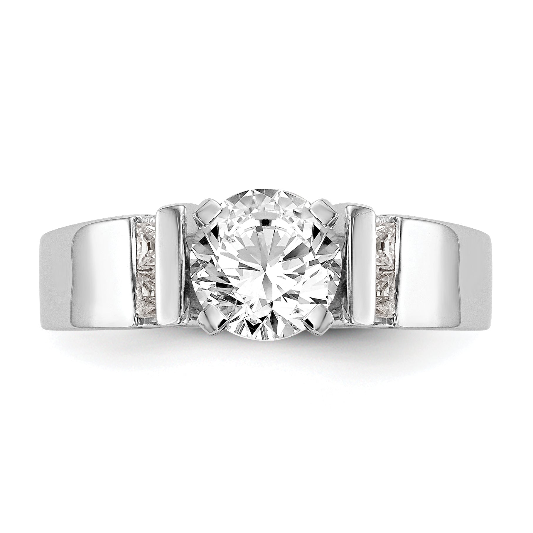 0.25ct. CZ Solid Real 14K White Gold Peg Set Engagement Ring