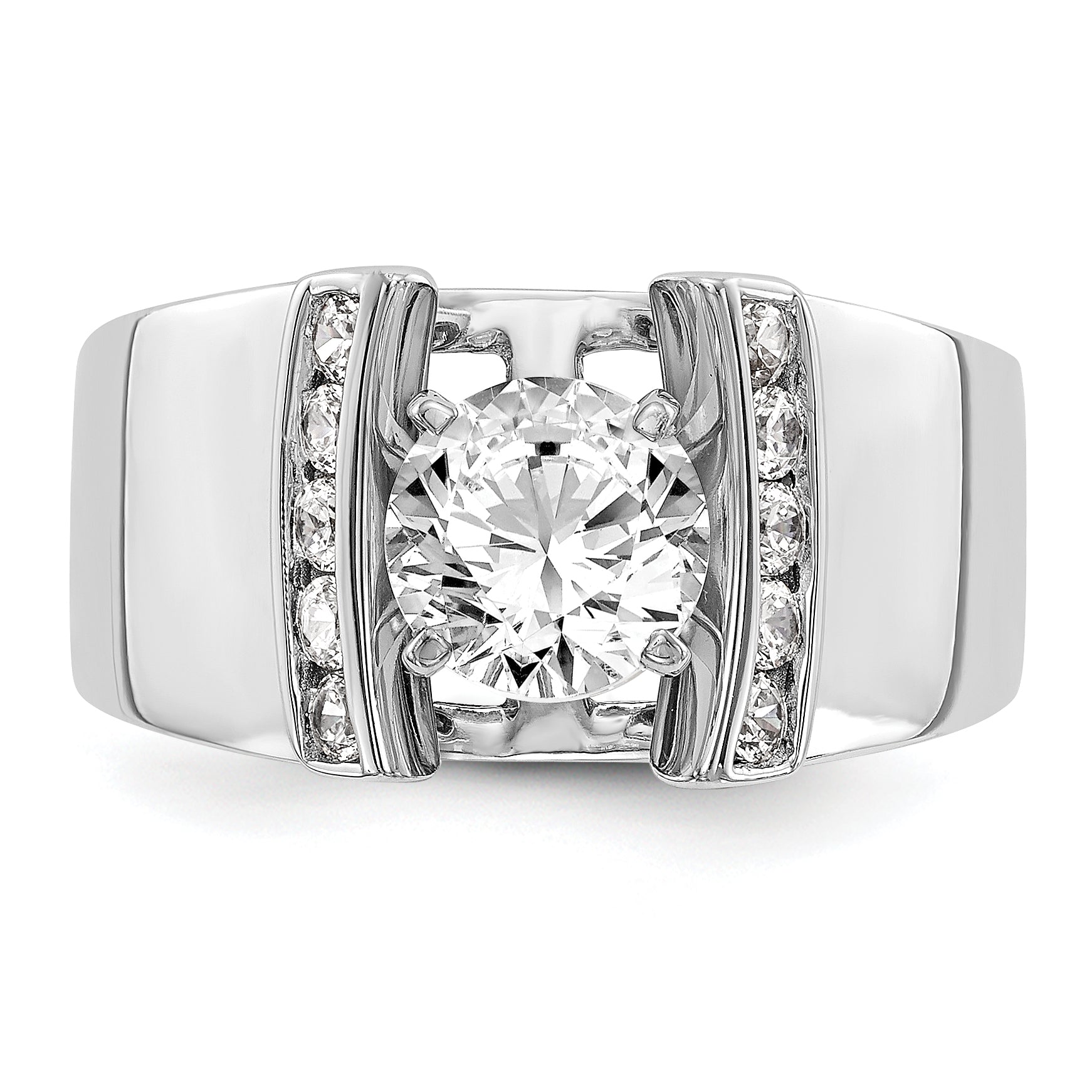 0.25ct. CZ Solid Real 14K White Gold Peg Set Engagement Ring
