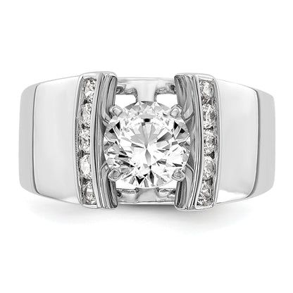 0.25ct. CZ Solid Real 14K White Gold Peg Set Engagement Ring