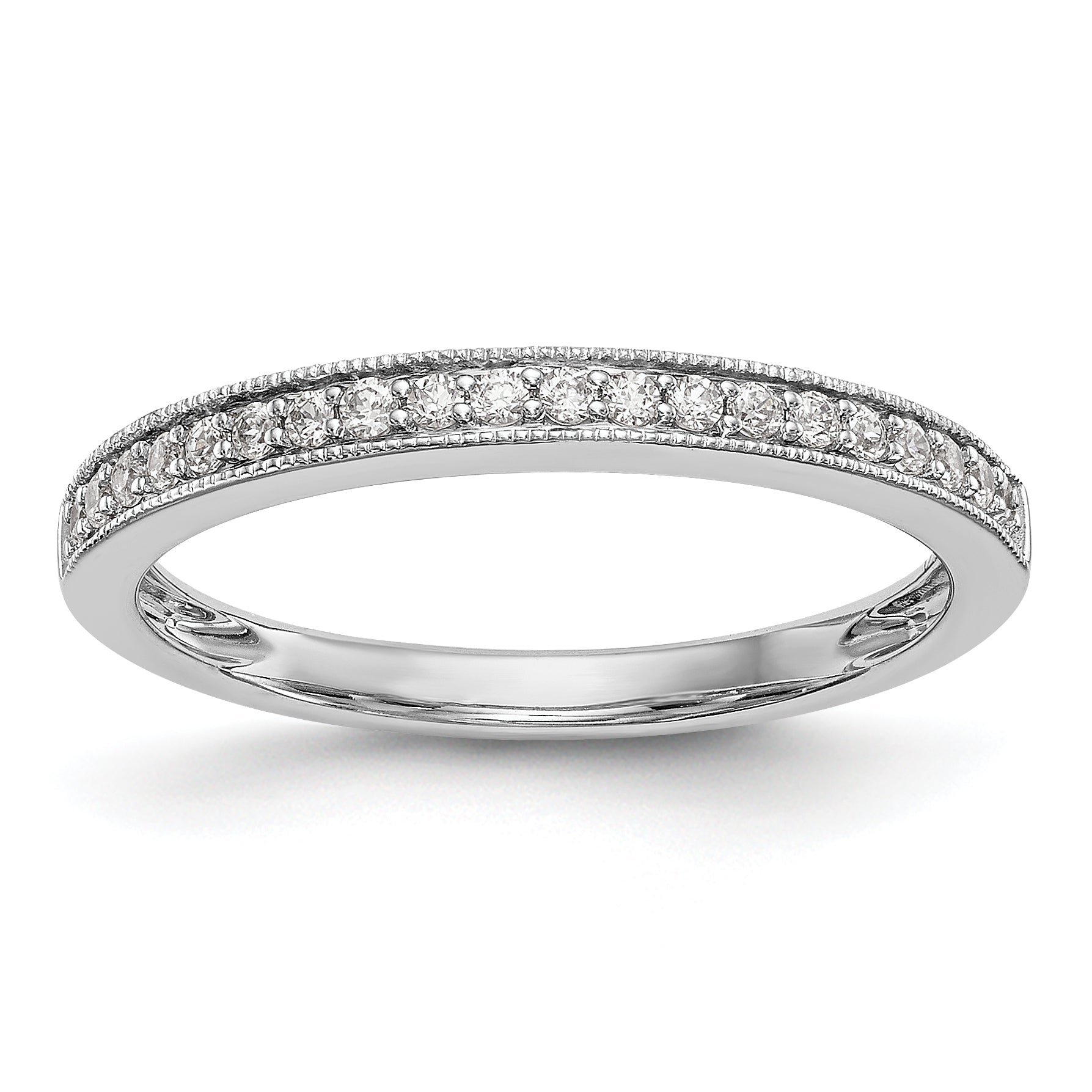0.16ct. CZ Solid Real 14k White Gold Wedding Wedding Band Ring