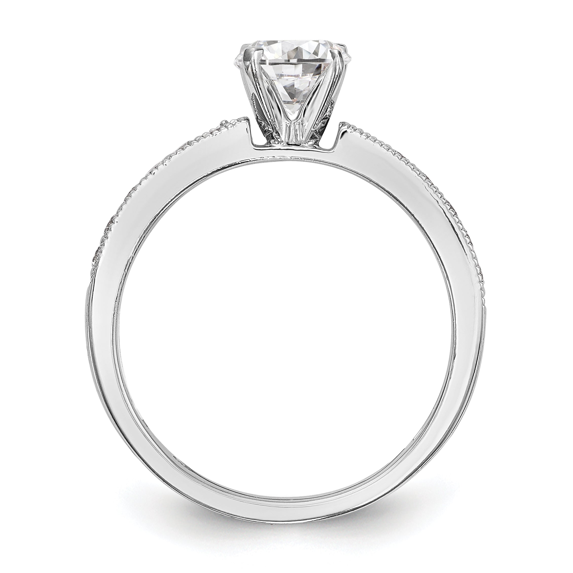 0.24ct. CZ Solid Real 14K White Gold Peg Set Engagement Ring
