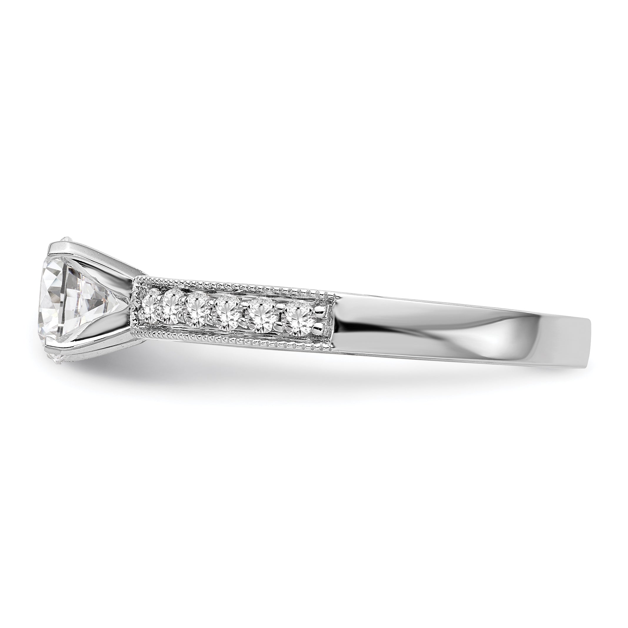 0.24ct. CZ Solid Real 14K White Gold Peg Set Engagement Ring