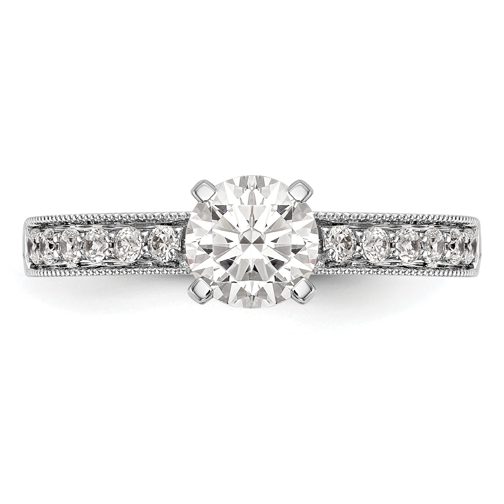 0.24ct. CZ Solid Real 14K White Gold Peg Set Engagement Ring