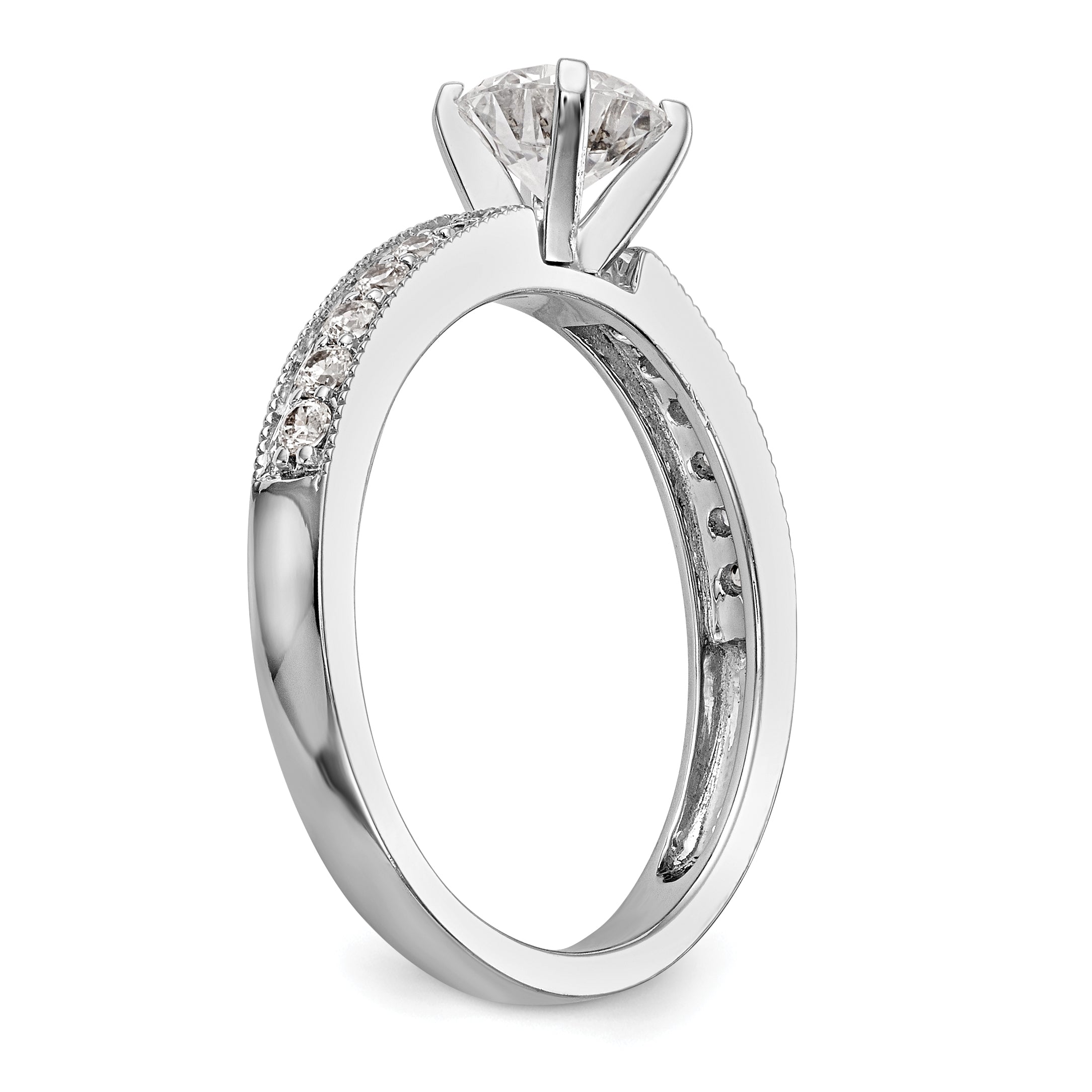 0.24ct. CZ Solid Real 14K White Gold Peg Set Engagement Ring