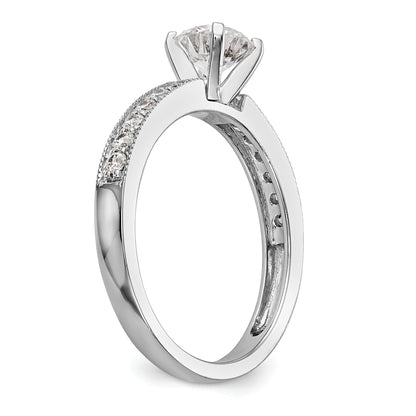 0.24ct. CZ Solid Real 14K White Gold Peg Set Engagement Ring
